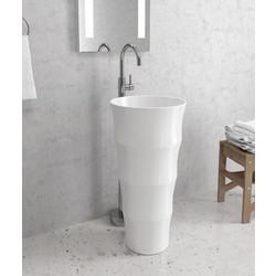 Karag LOUVRE G-309 Νιπτήρας Μπάνιου Δαπέδου Στρογγυλός Πορσελάνης 42x83cm Λευκός
