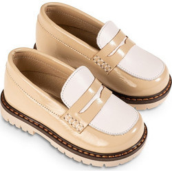 Babywalker Βαπτιστικά Loafers για Αγόρι Λουστρίνι Ανατομικά Λευκά Μπεζ EXC5256