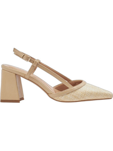 Verde Γόβες Slingback Δερμάτινες με Χοντρό Ψηλό Τακούνι Μπεζ 28-4232