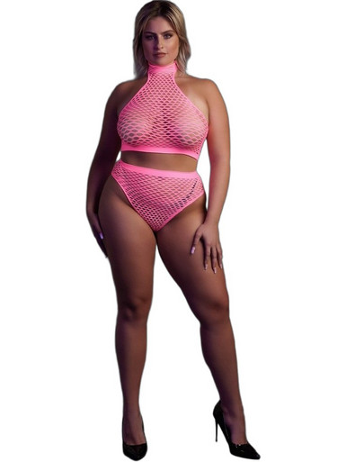Ouch! Glow In The Dark Σετ Sexy Εσώρουχα See Through Ροζ 8714273494900