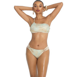 Bluepoint Wild Cat Bikini Top με Έναν Ώμο Animal Print Τιρκουάζ Χρυσό 26066011-09