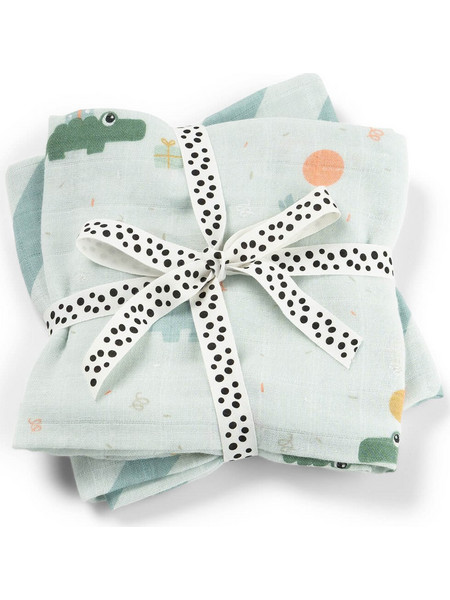 Done by Deer Celebration Πάνες Αγκαλιάς από Μουσελίνα Πράσινο Mint 65x65cm 2τμχ
