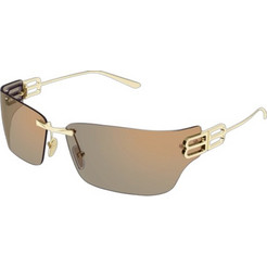 Balenciaga BB0485SA 002 Ανδρικά Γυαλιά Ηλίου Μάσκα Μεταλλικά Χρυσά με Μαύρο Φακό