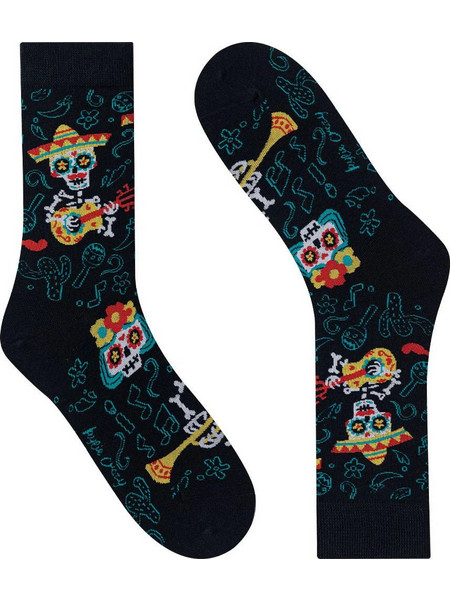 Kylie Crazy Fiesta Skeleton MariachI Ανδρικές Κάλτσες Ψηλές με Σχέδια Navy Μπλε