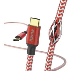 Hama Braided USB-C to USB-C 1.5m Silver Red
