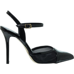 Mourtzi Γόβες Slingback Δερμάτινες με Τακούνι Στιλέτο Μαύρες 10-1004188