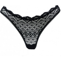 Papatya Γυναικείο Sexy String με Δαντέλα Μαύρο 4279