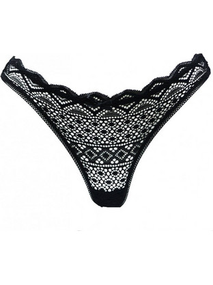 Papatya Γυναικείο Sexy String με Δαντέλα Μαύρο 4279