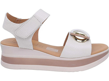 Oh My Sandals Ανατομικές Καλοκαιρινές Γυναικείες Πλατφόρμες Χαμηλές Δερμάτινες Λευκές 5974