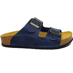 Plakton Δερμάτινα Γυναικεία Σανδάλια Navy Μπλε 340010