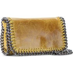 Passaggio Leather Γυναικείο Τσαντάκι Χιαστί Δερμάτινο Μπεζ με Αλυσίδα 5807-KR-41