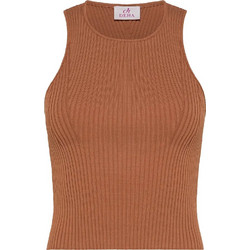 Deha Γυναικείο Καλοκαιρινό Crop Top Πλεκτό Καφέ D22051-37117