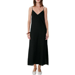 Grace & Mila Wendra Maxi Καλοκαιρινό Καθημερινό Φόρεμα Λινό Μαύρο 147623
