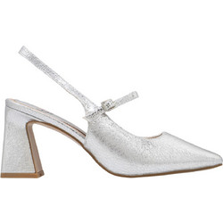 Byblos Γόβες Slingback Δερμάτινες με Χοντρό Ψηλό Τακούνι Ασημί BYSC8X301MET-40