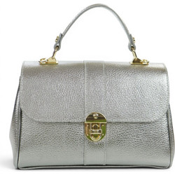 Passaggio Leather Γυναικεία Τσάντα Χειρός Δερμάτινη Ασημί 5468-KR-14