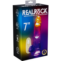 Shots RealRock Vibrating Straight Cock with Balls Ρεαλιστικός Δονητής για Ζευγάρια με Τηλεχειριστήριο 18cm Πορτοκαλί Μωβ