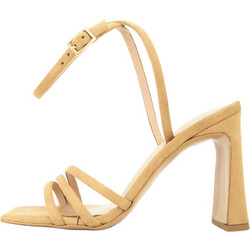 Envie Shoes Γυναικεία Πέδιλα Suede Μπεζ με Λεπτό Ψηλό Τακούνι E02-21792-26