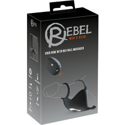 Rebel Cock Ring with RC Ball Massager Ελαστικό Δαχτυλίδι Πέους & Όρχεων Σιλικόνης με Δόνηση Μαύρο