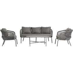 HomeMarkt Elowen Σετ Σαλόνι Κήπου Μεταλλικό 4τμχ Γκρι HM6508.01