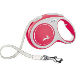 Flexi New Comfort Πτυσσόμενο Λουρί Σκύλου έως 25kg 5m Λευκό Κόκκινο