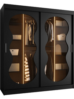 PoliHome Δίφυλλη Ντουλάπα Ρούχων Συρόμενη Bahrajn Curves Olive 180x62x200cm 163054819