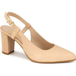Ragazza Γόβες Slingback Δερμάτινες με Χοντρό Ψηλό Τακούνι Μπεζ 088