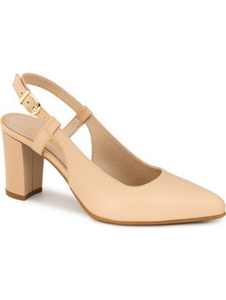 Ragazza Γόβες Slingback Δερμάτινες με Χοντρό Ψηλό Τακούνι Μπεζ 088