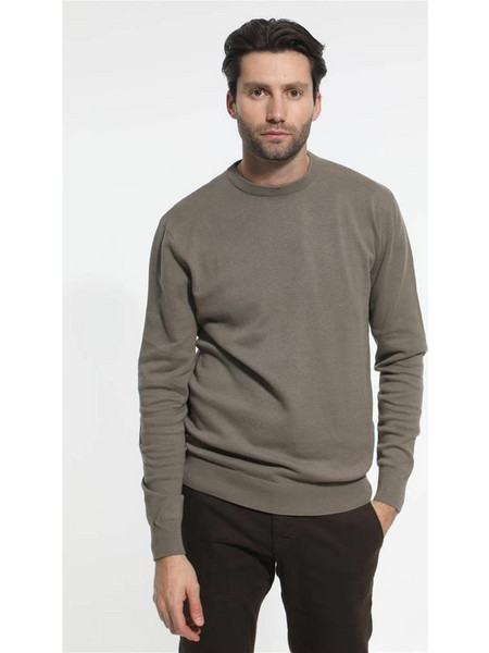 Double Ανδρική Πλεκτή Μπλούζα Χακί KNIT-76