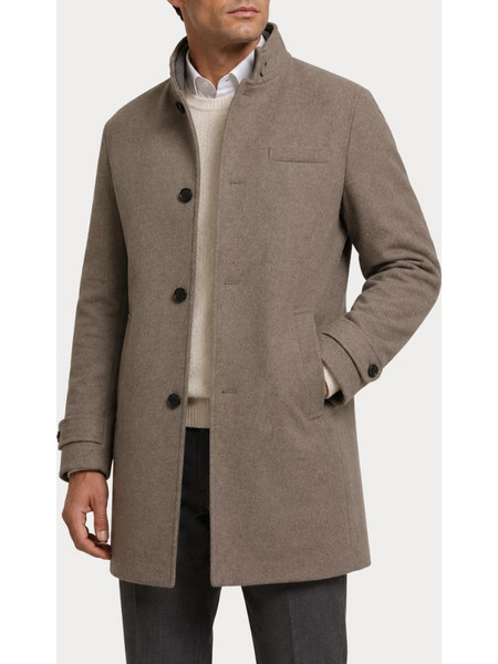 Jack & Jones Ανδρικό Παλτό Μακρύ Ψαροκόκκαλο με Επένδυση Μπεζ 12258672