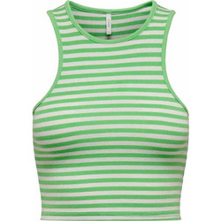 Only Γυναικείο Καλοκαιρινό Crop Top Ριπ Πράσινο Εκρού 1528984614