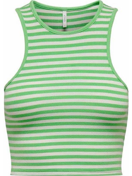 Only Γυναικείο Καλοκαιρινό Crop Top Ριπ Πράσινο Εκρού 1528984614
