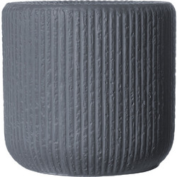 Supergreens Stripe M Γλάστρα Στρογγυλή Πήλινη Ανθρακί 34x32cm B-9170-8