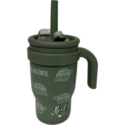 Abo In A Fast World Be A Turtle Παιδικό Παγούρι Θερμός Ανοξείδωτο BPA Free με Καλαμάκι Χακί 350ml