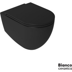 Serel Lenta Λεκάνη Τουαλέτας Κρεμαστή Rimless χωρίς Καζανάκι με Κάλυμμα Slim Soft Close Μαύρη 381600C-401