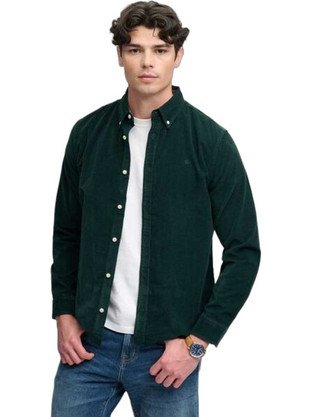 Superdry Ανδρικό Πουκάμισο Βαμβακερό Μακρυμάνικο Κανονική Γραμμή Overshirt Κυπαρισσί M4011044A-A7H