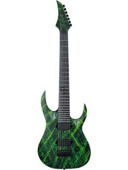 Solar Guitars A2.7CLN Canibalismo Ηλεκτρική Κιθάρα ST Style με Μαγνήτες HH & Ταστιέρα Rosewood 7 Χορδών Carbon Black Matte with Lemon Neon Splatter