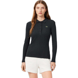 Lacoste Γυναικεία Μπλούζα Polo Μακρυμάνικη Ανθρακί DF5281-00