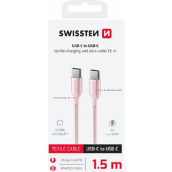 Swissten SW71528205 Braided USB-C to USB-C 60W 1.5m Pink