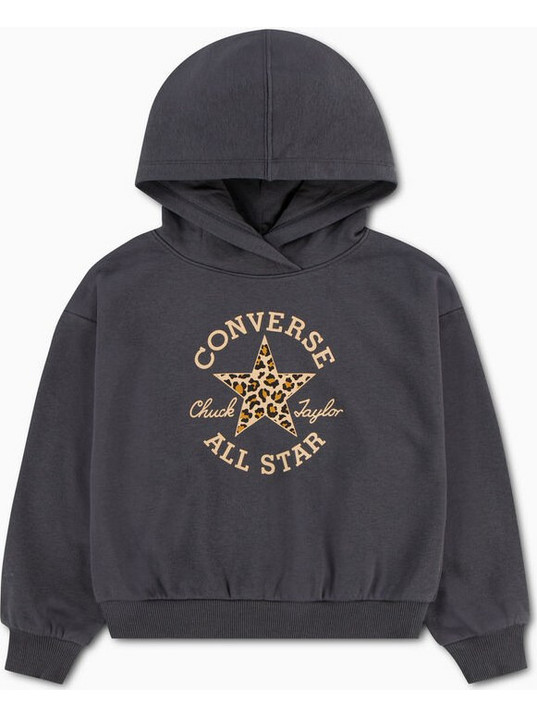 Converse Παιδικό Φούτερ με Κουκούλα Γκρι 4CJ841-K95