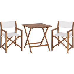 HomeMarkt Soul Σετ Τραπεζαρία Κήπου Μασίφ Ξύλο 3τμχ Λευκό Καφέ HM10984.02