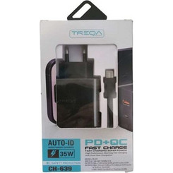 Treqa CH-639 Φορτιστής με Καλώδιο USB-C με Θύρα USB-A & Θύρα USB-C 35W Power Delivery