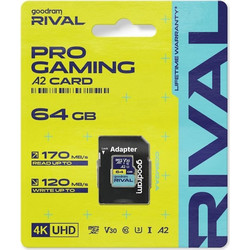 GoodRam Rival microSDXC 64GB Class 10 U3 V30 UHS-I A2 170MB/s + Adapter