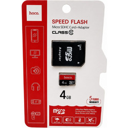 Hoco Speed Flash microSDHC 4GB Class 10 U1 UHS-I + Adapter