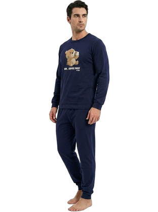 Comfort Χειμωνιάτικες Ανδρικές Πιτζάμες Βαμβακερές Navy Μπλε 2627N0750