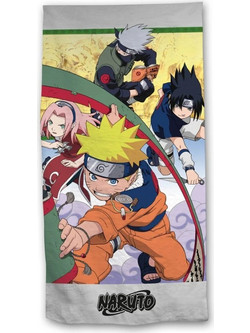 Naruto Sasuke Sakura & Kakashi Παιδική Πετσέτα Θαλάσσης Γκρι 90x170cm