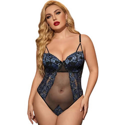 AnnaMu Sexy Κορμάκι Slip See Through με Δαντέλα Navy Μπλε A-1206