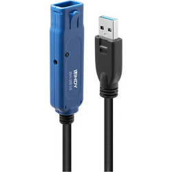 Lindy 43361 Καλώδιο USB-A Male 3.0 to USB-A Female 20m Black Blue