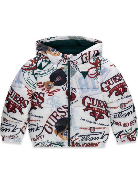 Guess Παιδικό Μπουφάν Χειμωνιάτικο Puffer Λευκό Καφέ Γαλάζιο N6YL03W2661-PMNO