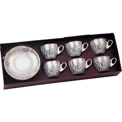 Karvounis Bros Σετ Φλιτζάνια Espresso & Ελληνικού Καφέ Πορσελάνης Λευκά Μπεζ 90ml 6τμχ C3012-B19