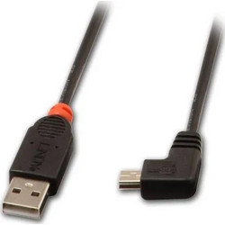 Lindy 31970 Καλώδιο Angle 90° USB-A Male 2.0 to USB-B Mini Male 0.5m Black